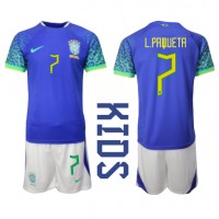 Brasil Lucas Paqueta #7 Fotballklær Bortedraktsett Barn VM 2022 Kortermet (+ korte bukser)